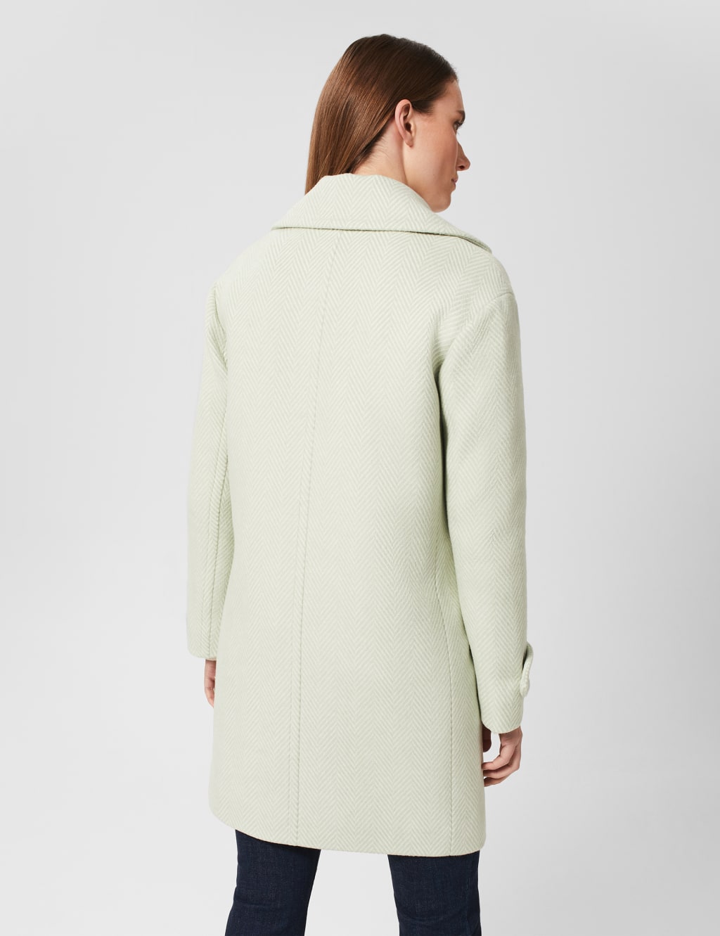 Wool Blend Herringbone Single Breasted Coat image 5