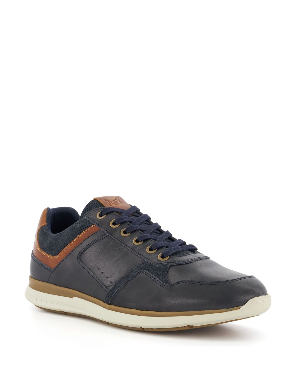 Leather Lace Up Panel Trainers image 2