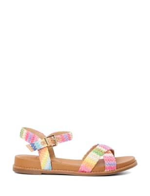 Woven Crossover Ankle Strap Wedge Sandals, Dune London