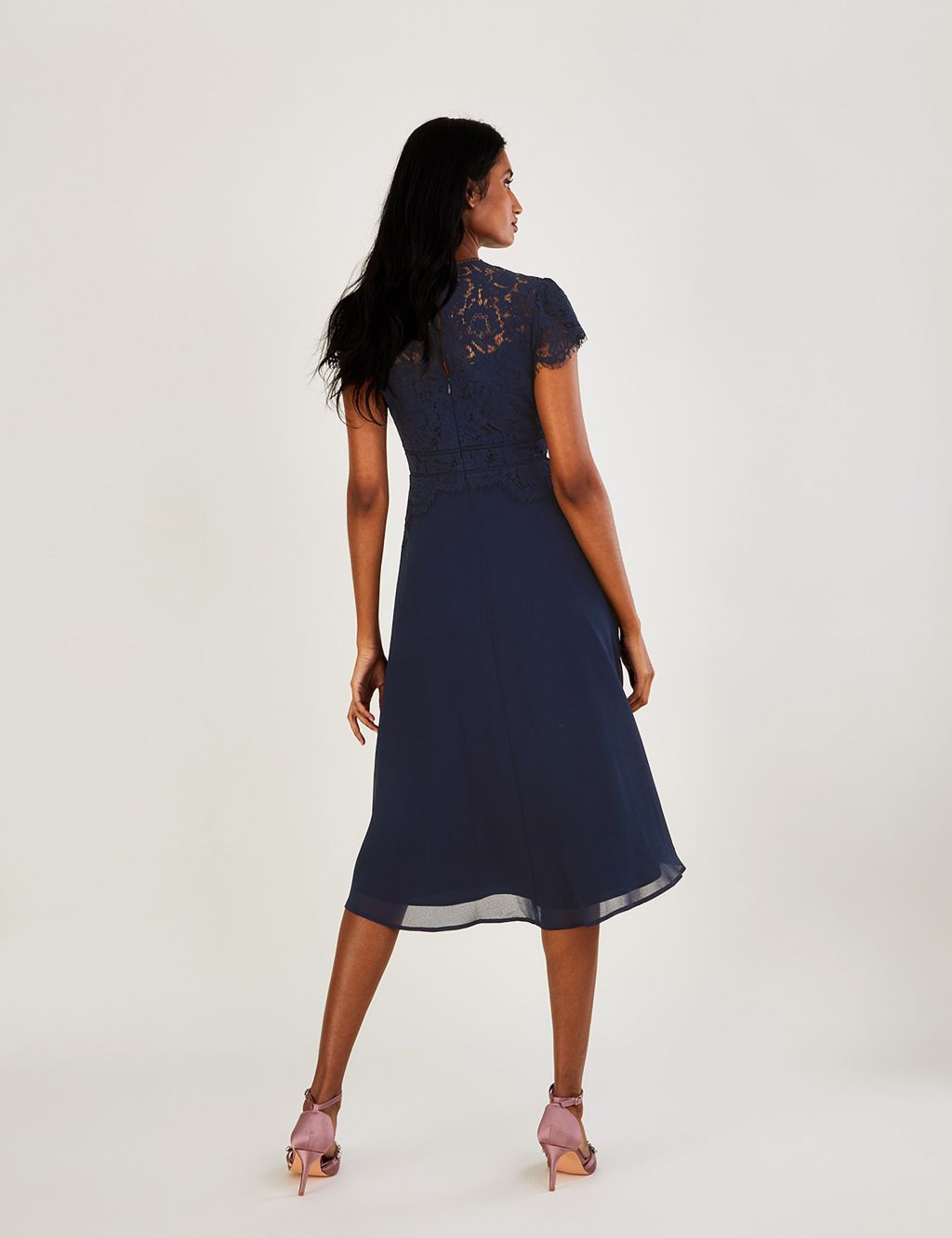 Lace Round Neck Midi Waisted Dress image 2