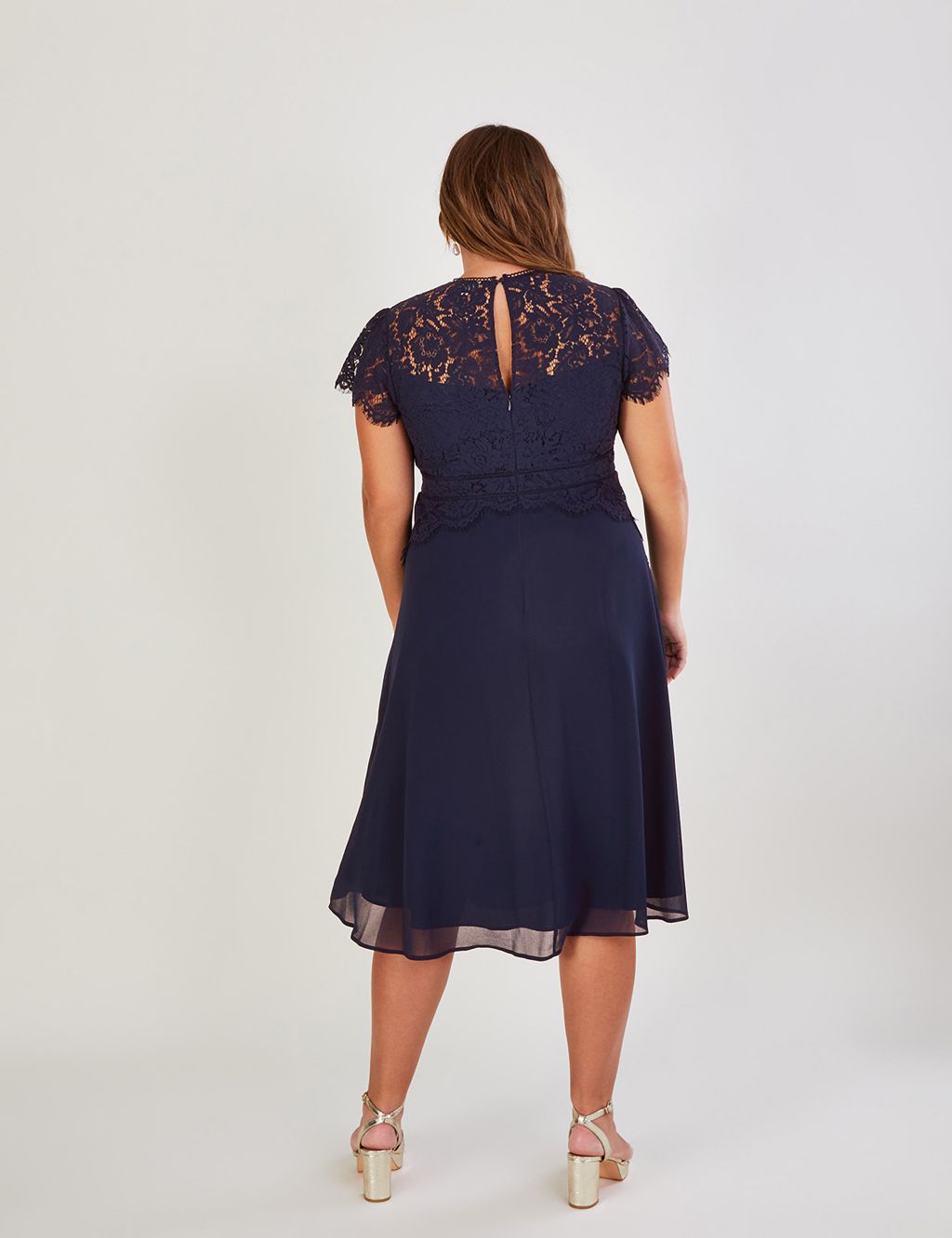 Lace Round Neck Midi Waisted Dress image 5