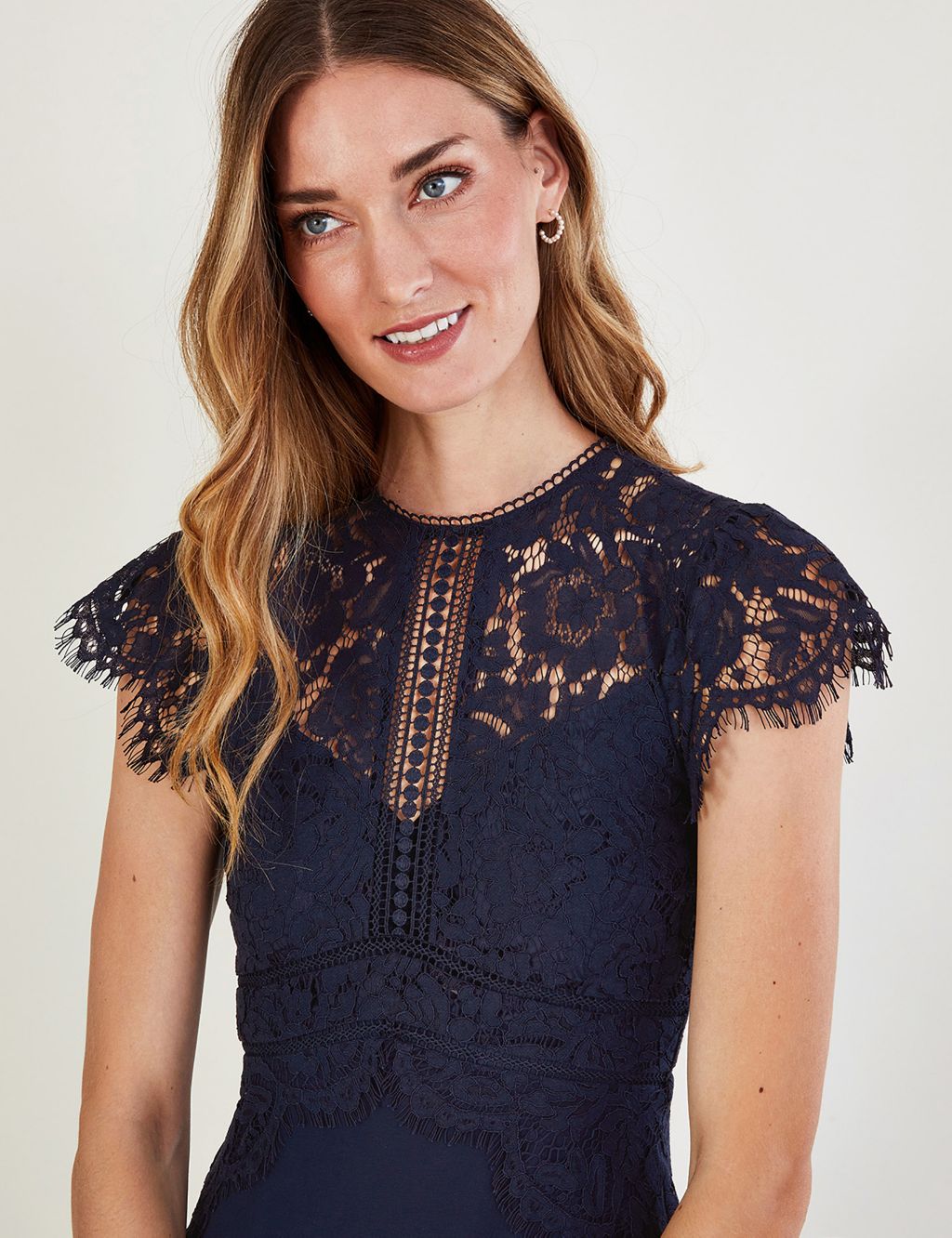 Lace Embroidered Maxi Waisted Dress image 2