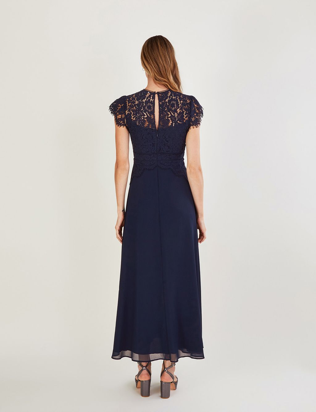 Lace Embroidered Maxi Waisted Dress image 3
