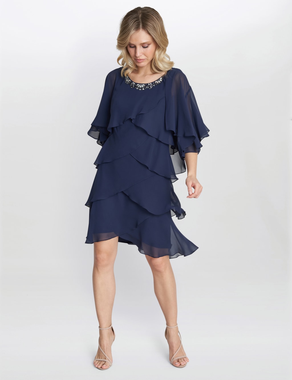 Chiffon Embellished Tiered Dress & Jacket image 4