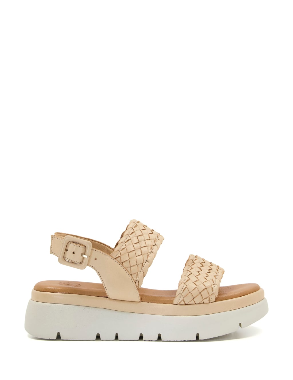 Leather Buckle Ankle Strap Flatform Sandals