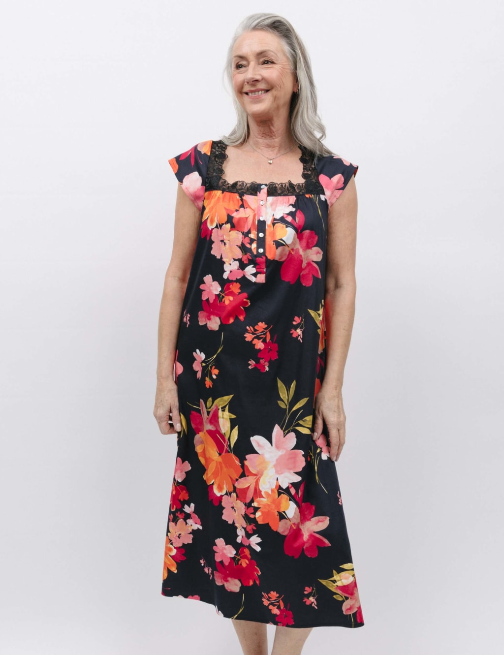 Cotton Modal Floral Long Nightdress image 1