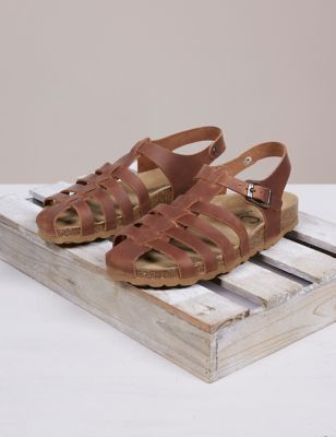 Celtic & Co. Womens Leather Strappy Sandals - 40 - Brown, Brown,Navy