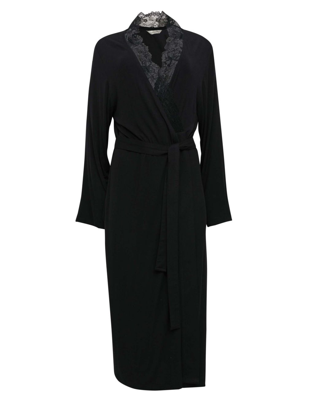 Jersey Lace Trim Long Dressing Gown image 2