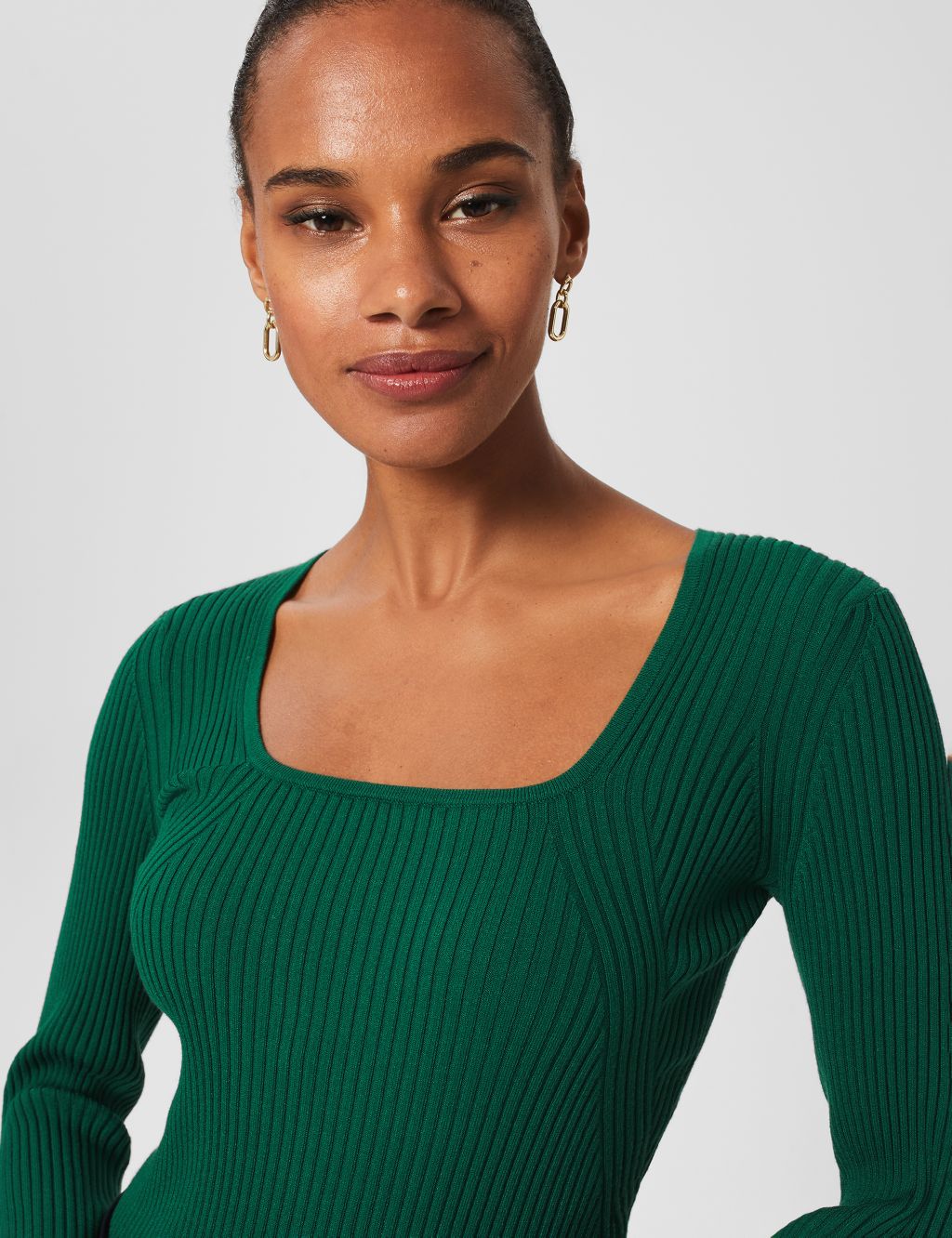 Ribbed Square Neck Knitted Top image 3