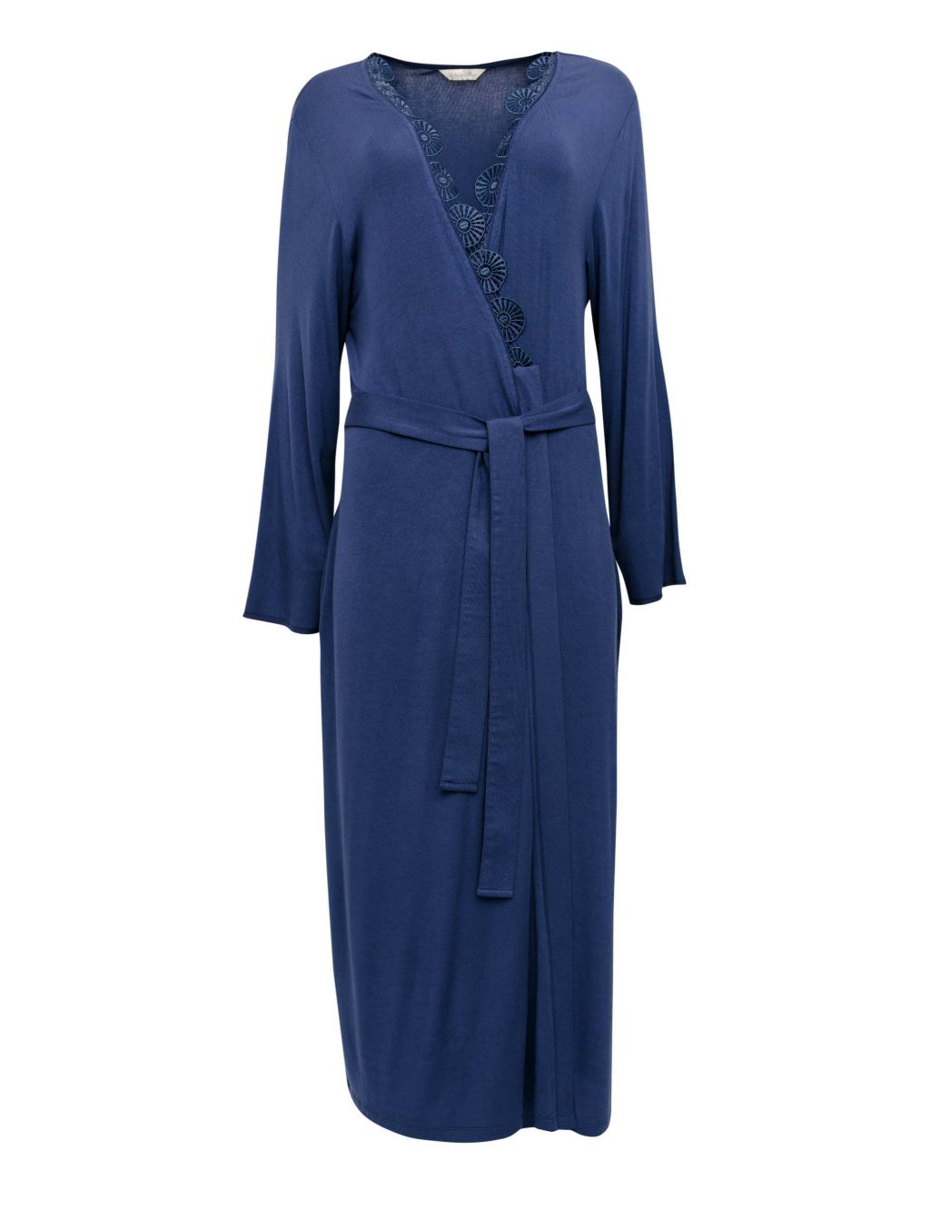 Modal Rich Lace Trim Long Dressing Gown image 2