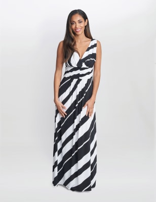 Jersey Striped V-Neck Maxi Waisted Dress | Gina Bacconi | M&S