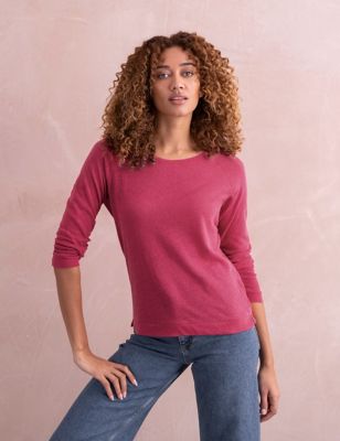 Celtic & Co. Women's Linen Blend Sweatshirt - 8 - Pink, Pink