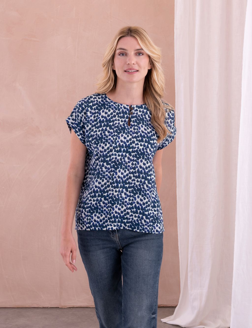 Pure Linen Printed Top