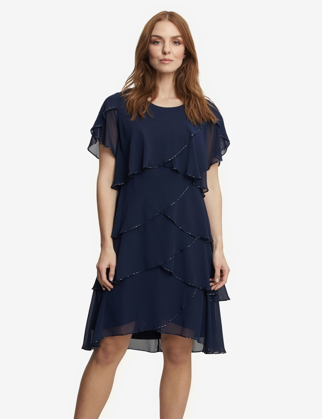 Chiffon Ruffle Knee Length Tiered Dress image 4