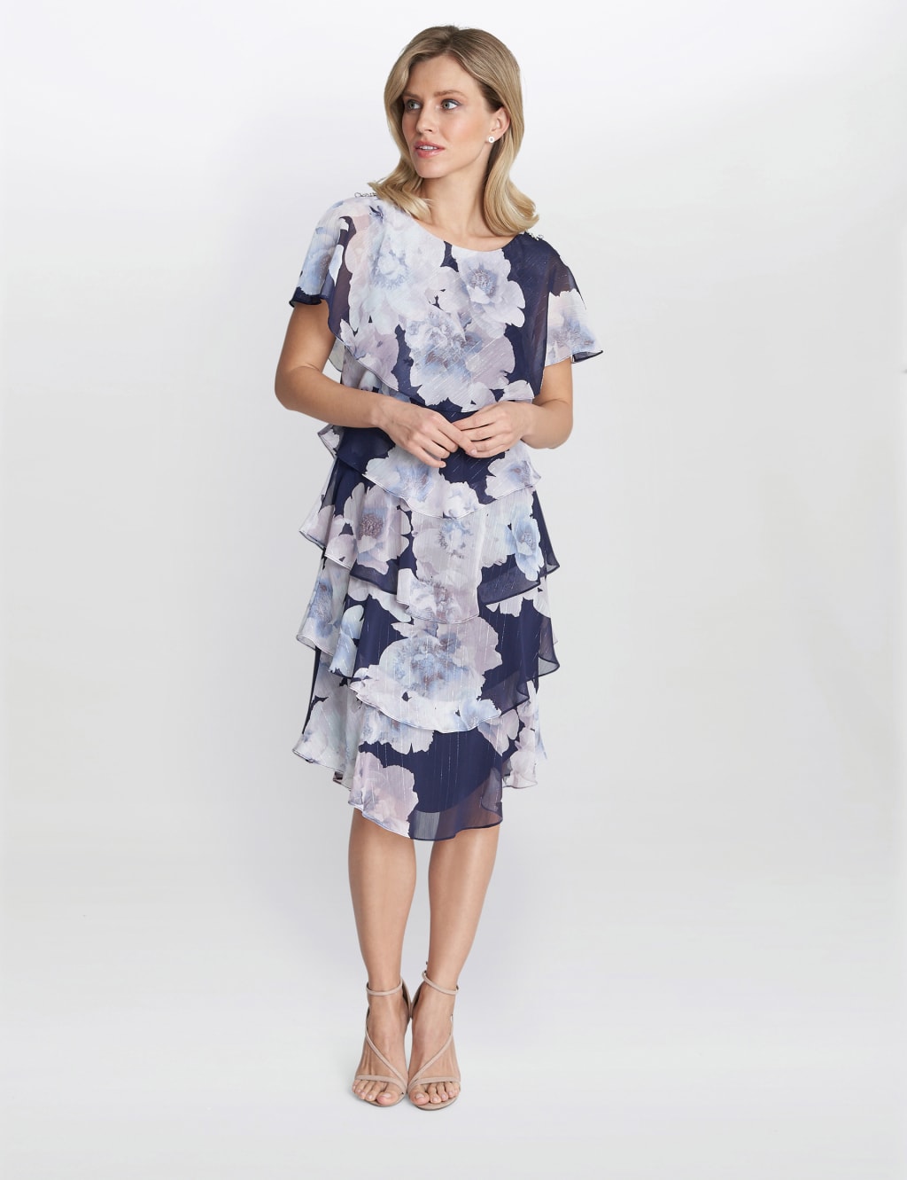 Chiffon Floral Tiered Shift Dress image 3