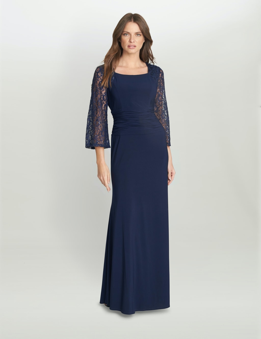 Sequin Lace Square Neck Maxi Column Dress image 1