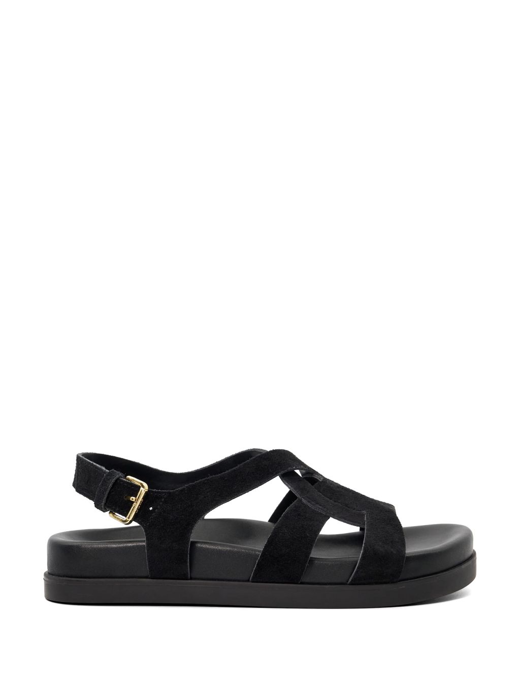 Suede Crossover Ankle Strap Footbed Sandals