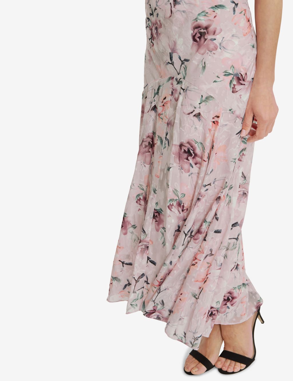 Chiffon Floral Midi Shift Dress with Shawl image 5