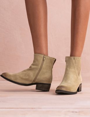 Celtic & Co. Womens Suede Block Heel Ankle Boots - 40 - Camel, Camel
