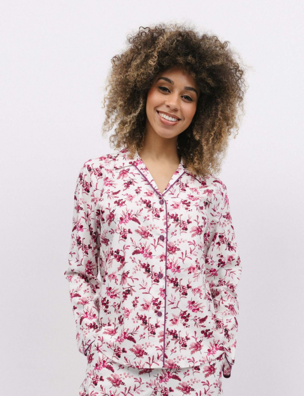 Cotton Modal Berry Print Pyjama Top image 1