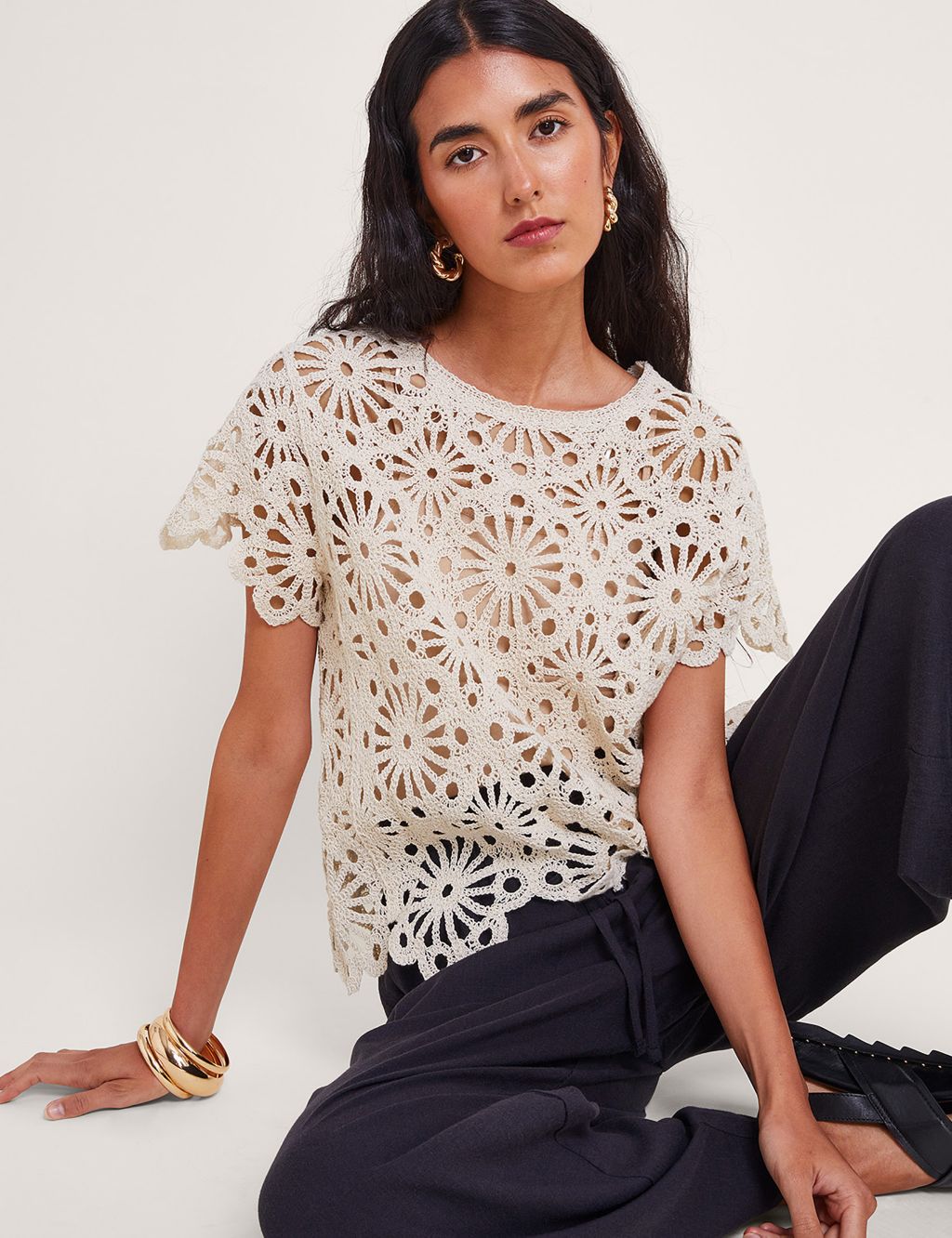 Pure Cotton Round Neck Knitted Top