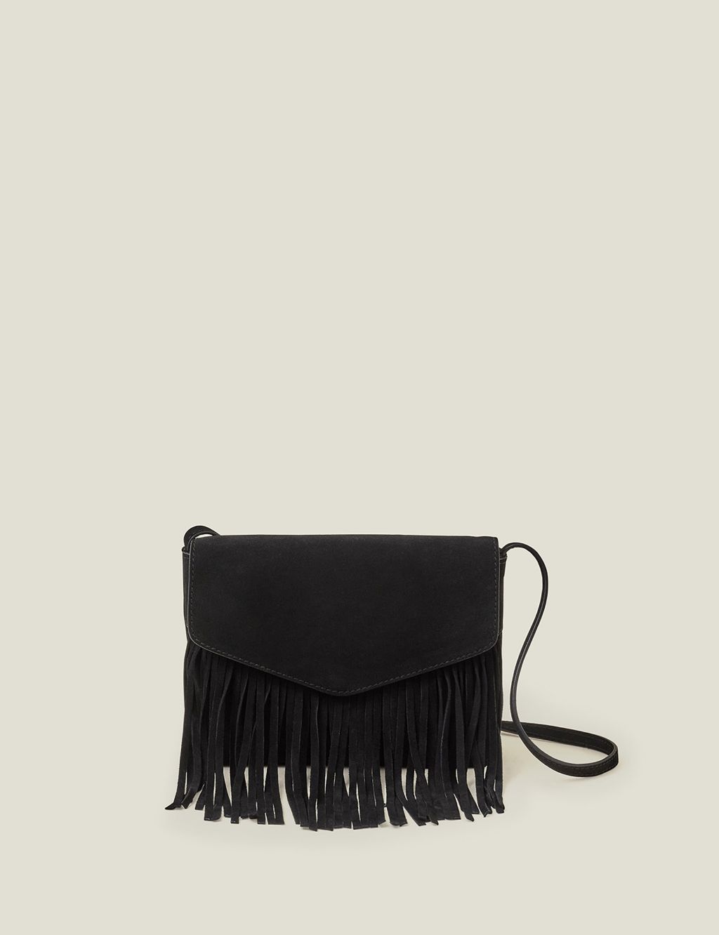 Suede Fringed Cross Body Bag