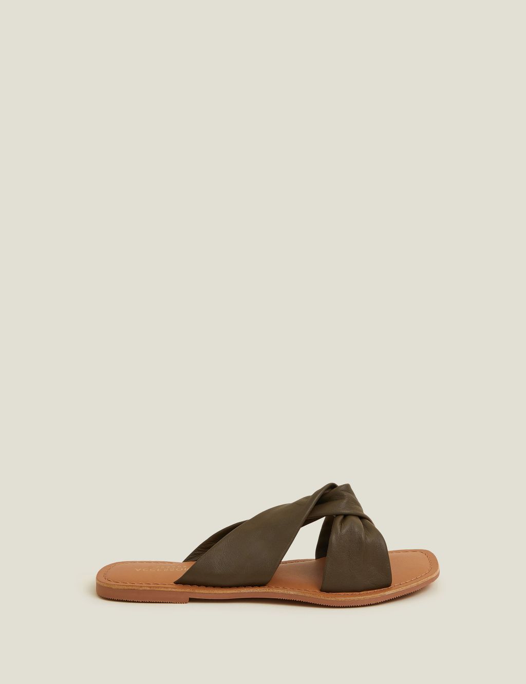 Leather Knot Detail Flat Sandals