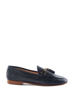 Dune London Womens Leather Flat Loafers - 7 - Navy, Navy,Black