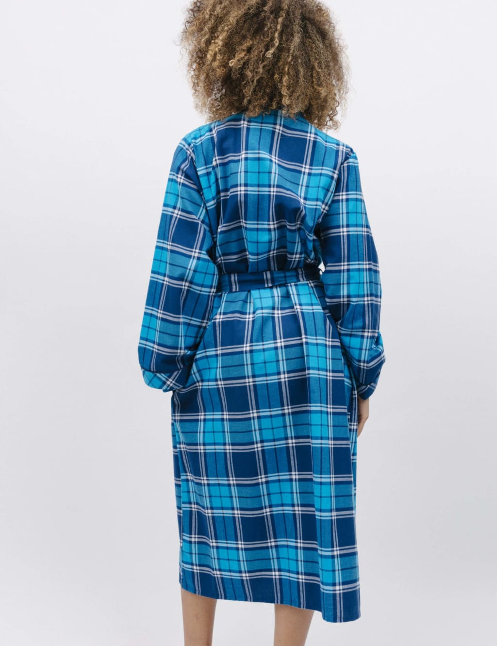 Pure Cotton Checked Long Dressing Gown image 4
