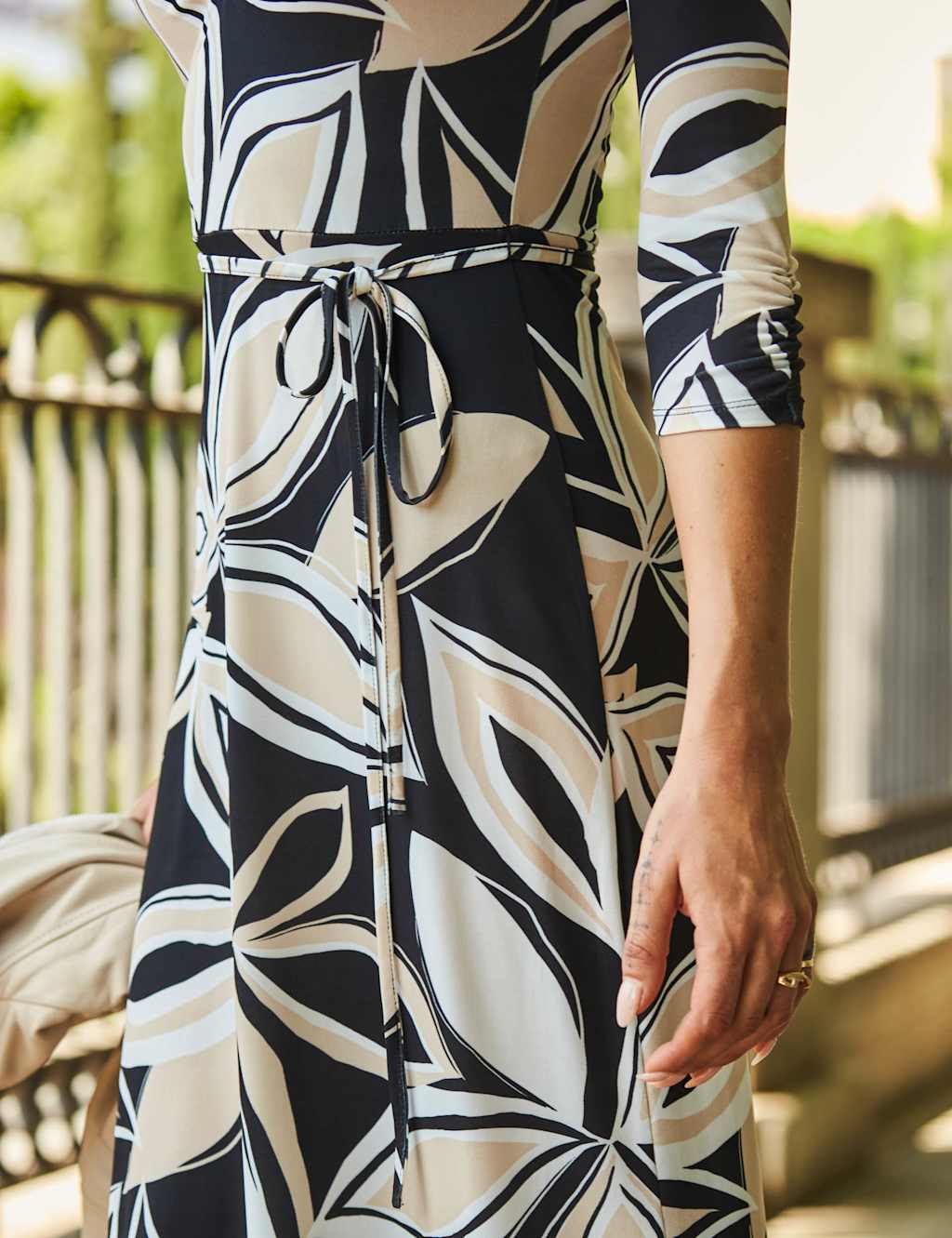 Jersey Floral V-Neck Midi Tiered Dress image 4