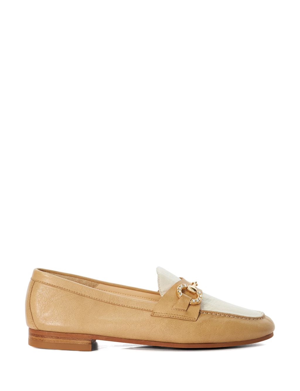 Leather Bar Slip On Flat Loafers