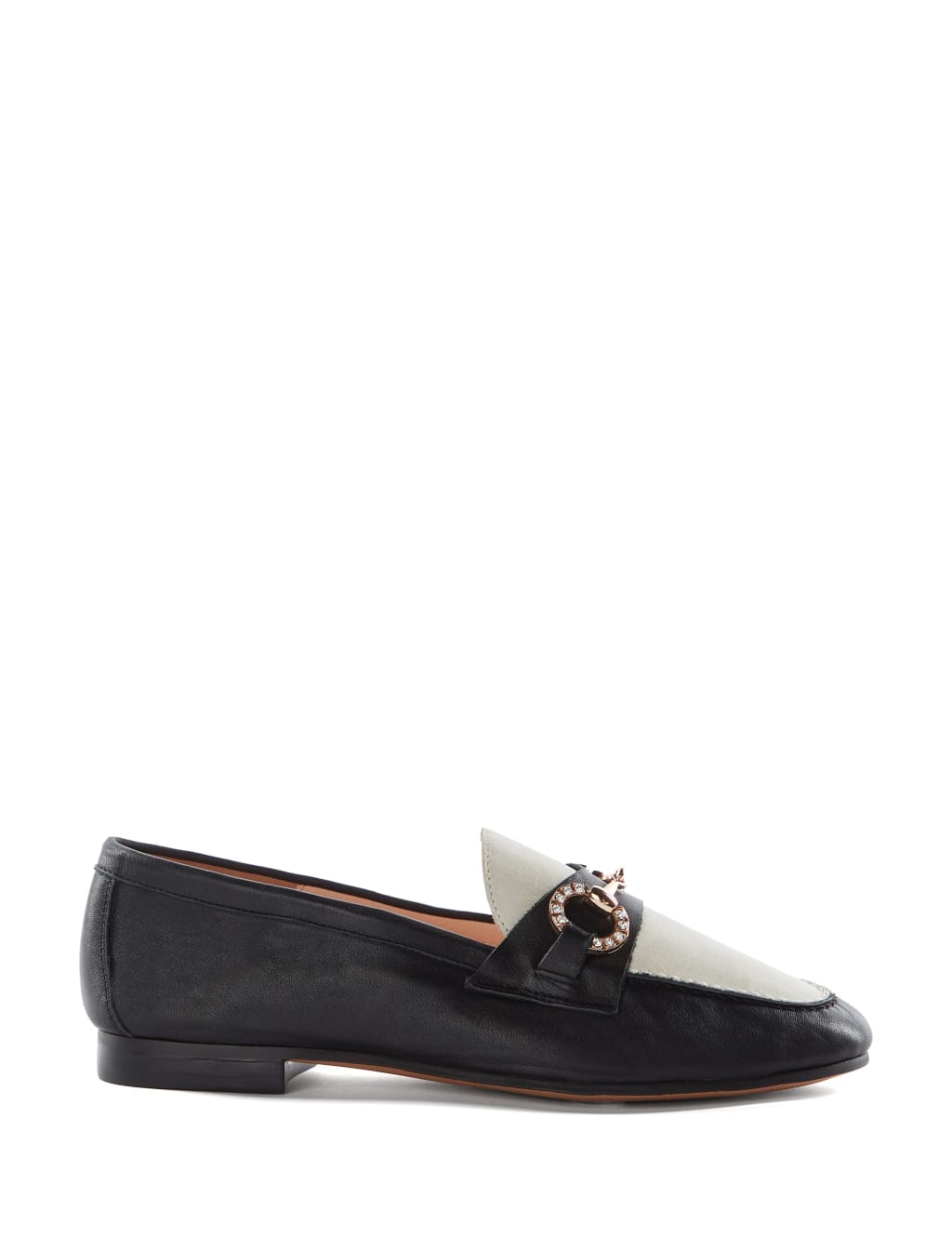 Leather Bar Slip On Flat Loafers