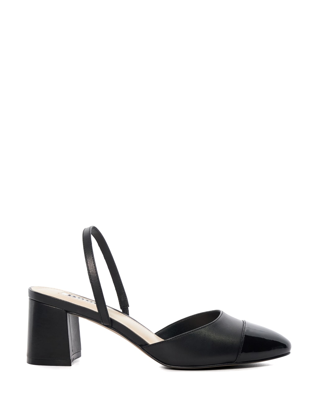 Leather Block Heel Slingback Shoes