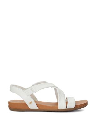 Dune London Womens Leather Flat Sandals - 7 - White, White,Camel