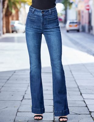 Sosandar Womens Indigo Blue Kick Flare Jeans - 18LNG, Indigo