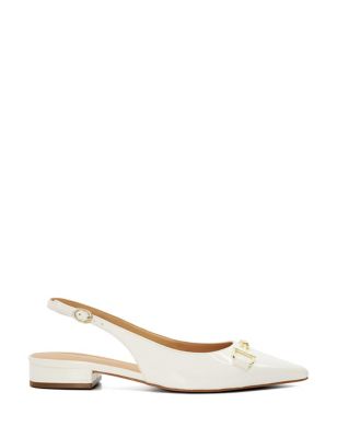 Dune London Womens Leather Block Heel Slingback Shoes - 8 - White, White