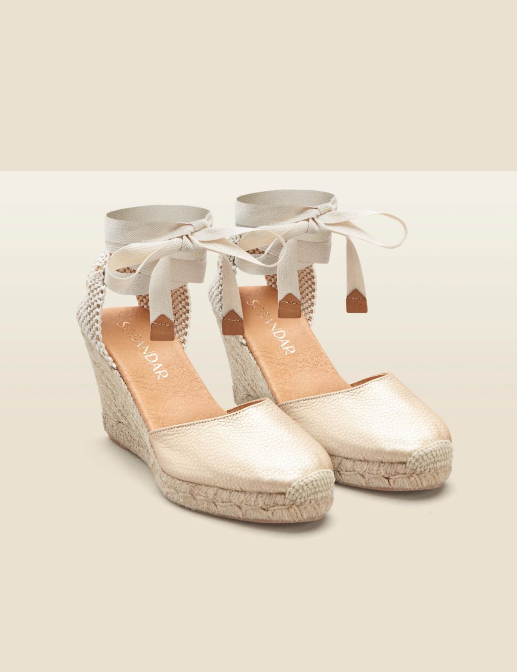 Leather Ankle Tie Wedge Espadrilles image 2