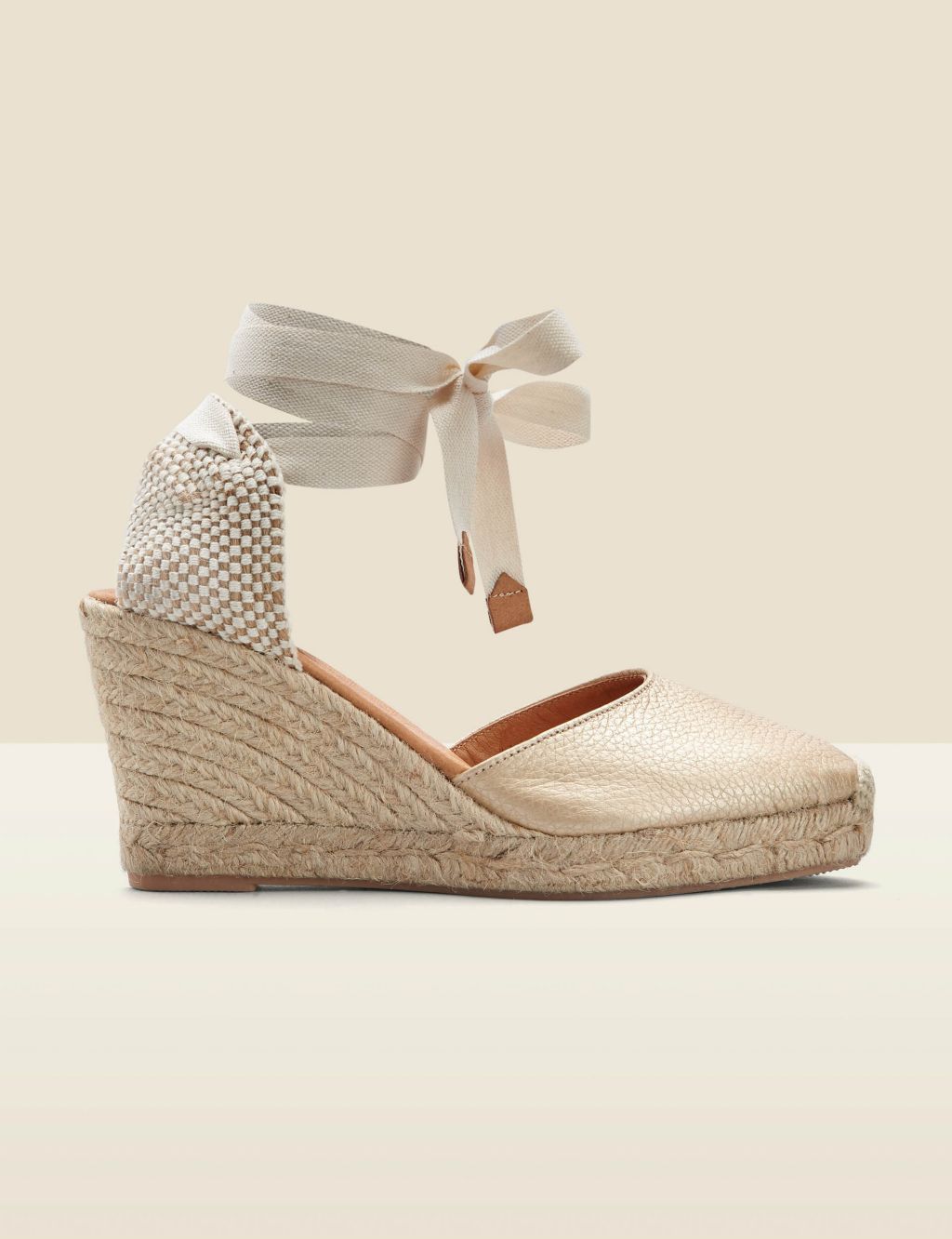 Leather Ankle Tie Wedge Espadrilles image 1
