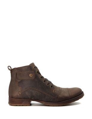 Dune London Men's Leather Casual Boots - 12 - Dark Brown, Dark Brown