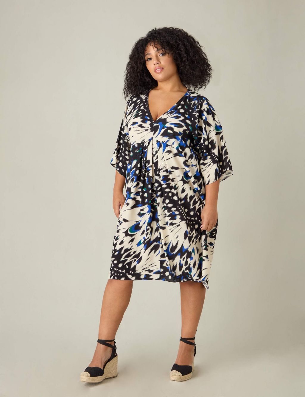 Butterfly Print V-Neck Relaxed Dress