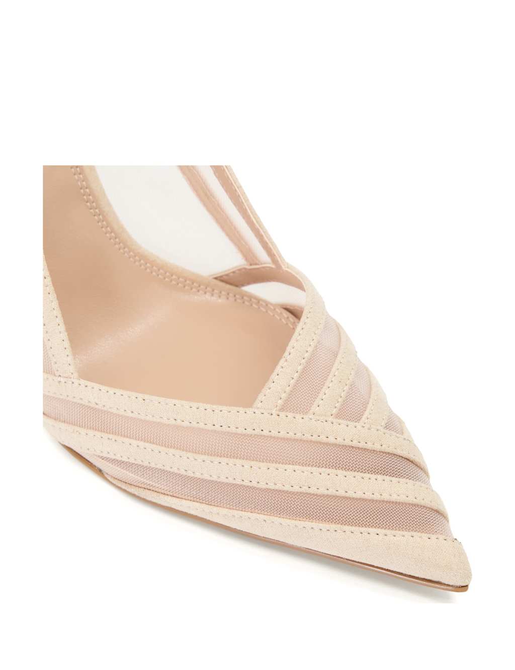 Suede Mesh Detail Stiletto Heel Court Shoes image 3