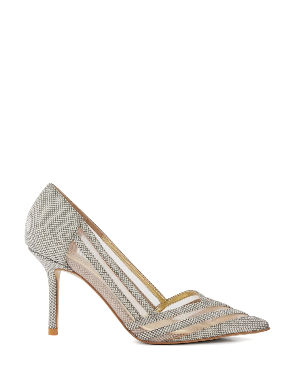 Suede Mesh Detail Stiletto Heel Court Shoes image 1