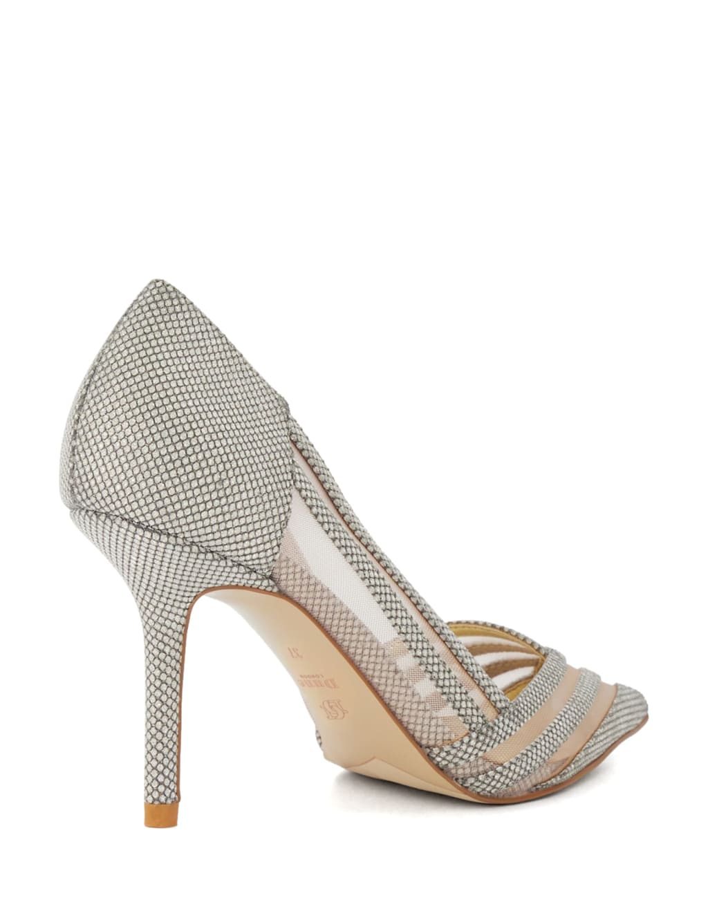 Suede Mesh Detail Stiletto Heel Court Shoes image 3