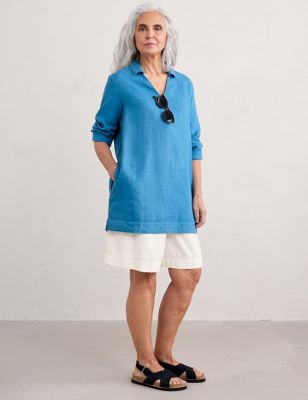 Seasalt Cornwall Women's Pure Linen Tunic - 14 - Blue, Blue