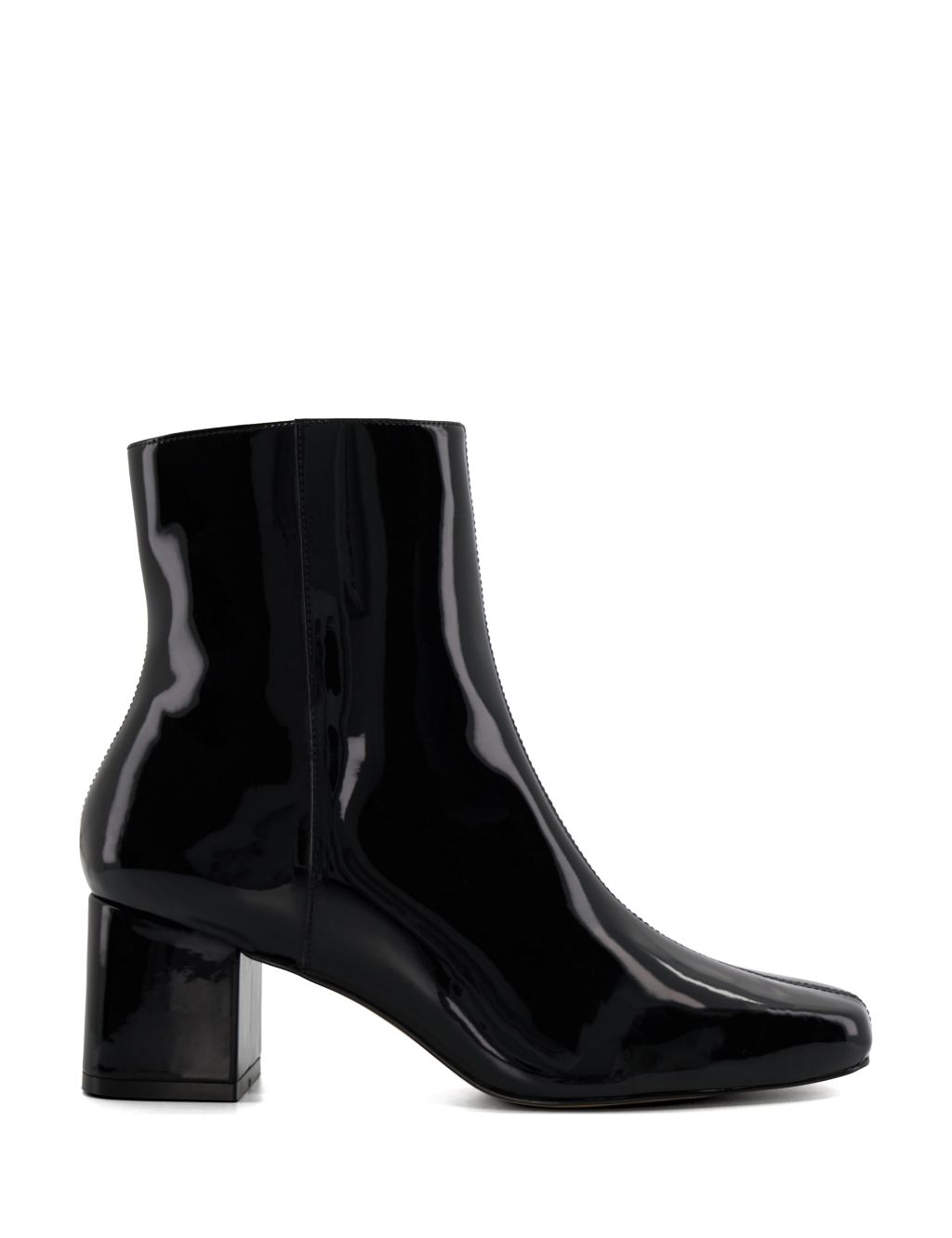 Leather Block Heel Square Toe Ankle Boots