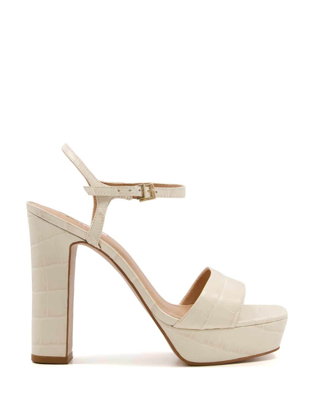 Leather Croc Ankle Strap Platform Sandals image 1