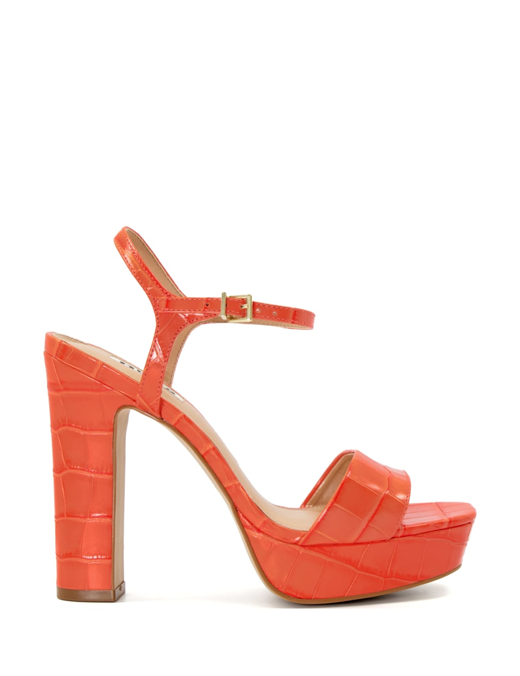 Leather Croc Ankle Strap Platform Sandals image 1