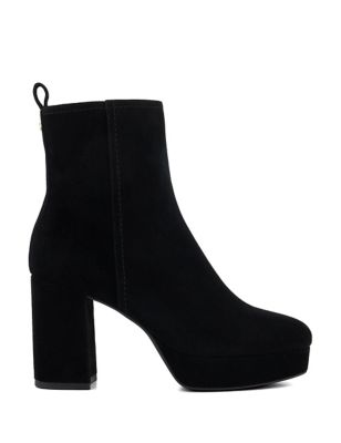 Dune London Womens Suede Chunky Platform Ankle Boots - 6 - Black, Black