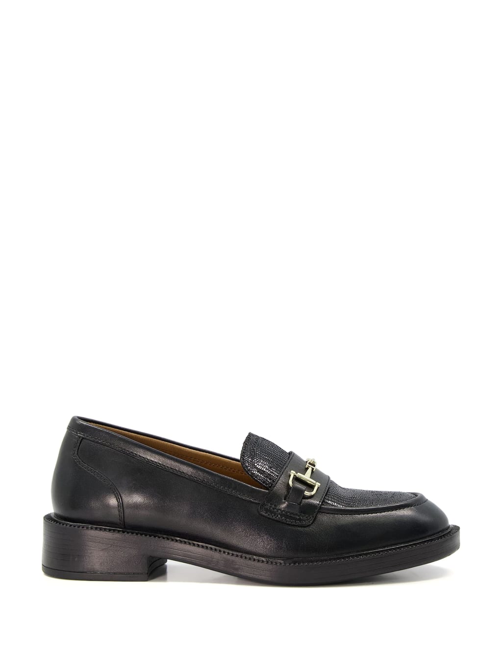 Leather Bar Trim Flat Loafers