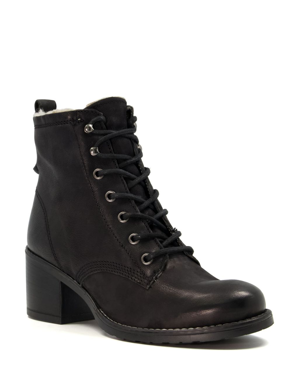 Leather Lace Up Block Heel Ankle Boots image 2